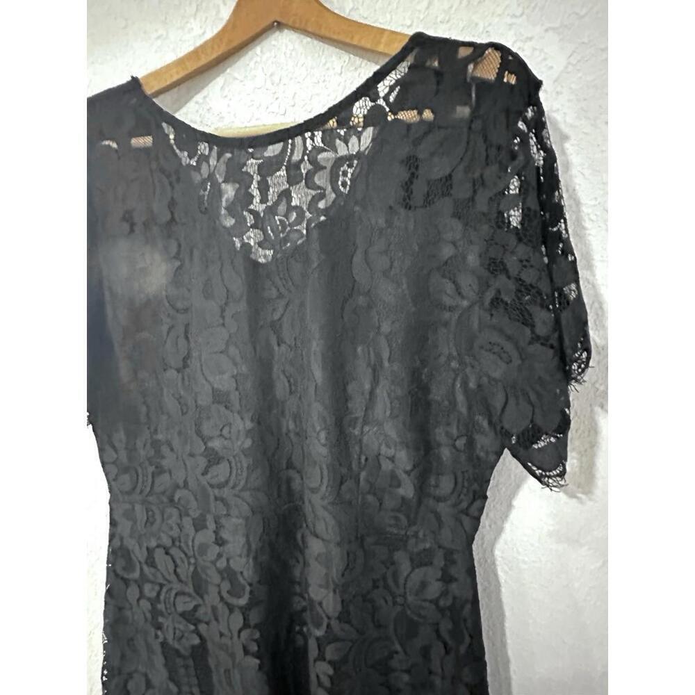 MSLG Black Lace Wedding Guest Dress Short V-Back Zipper Closure Women's XXL -NEW - Picture 2 of 9